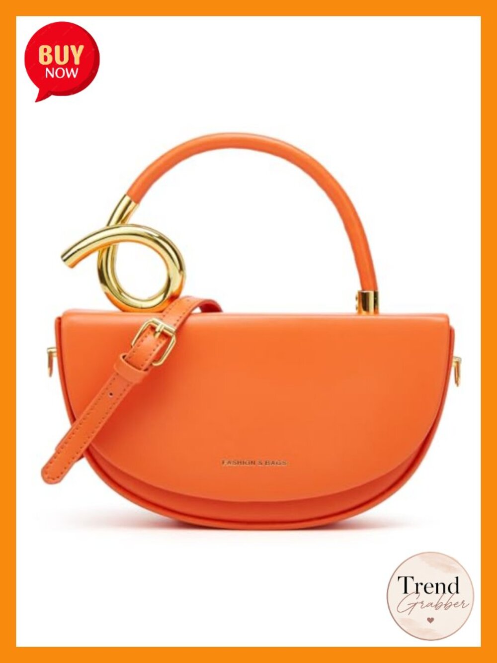 PU Leather Crossbody Bag with Unique Handle, Soft Shoulder Strap for Women